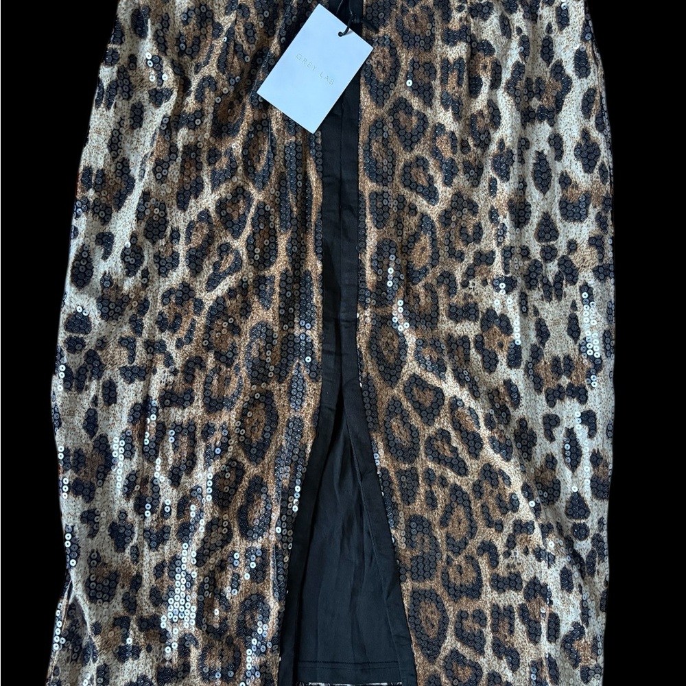 NWT GREY LAB Leopard Sequin Skirt